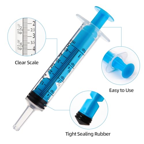 50pcs 5ml Syringes with Caps for Industry Lab Pet Feeding (Blue) - color: Blue, size: 5ml-50Pack