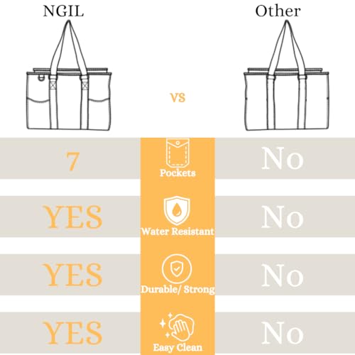 NGIL Utility Water Resistant Tote Bag | Work Tote for Women, Nurse Bag, Teacher's Choice Purse, Gym Bag, Everyday Organizer Top Zipper Closure - color: Softball-black