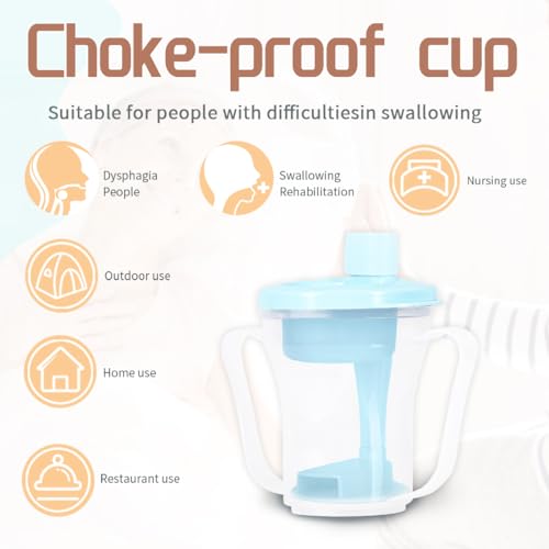 Dysphagia Regulating Drinking Cup for Swallowing and Disorders People,Dispenses 5cc or 10cc of Liquid Each Time,No Thickener is Used.Helps to Prevent Choking - color: LightBlue