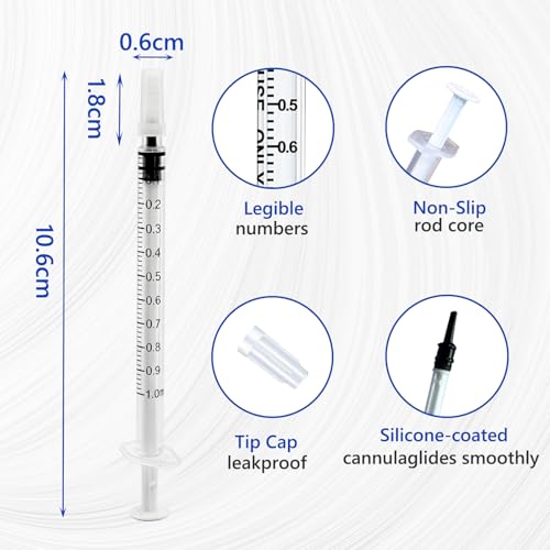 30Pack 1ml Syringe for Liquid, 1cc Plastic Small Syringe without Needle | Sterile & Individually Wrapped, Use for Colostrum Collect, Scientific Labs, Pet Feeding, Oral - size: 1ML