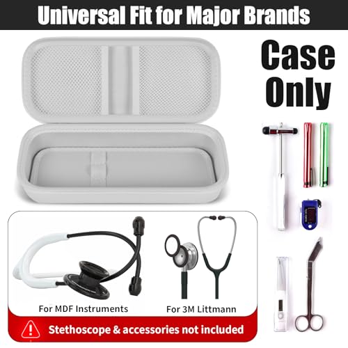 Stethoscope Case for 3M Littmann/for MDF,Nursing School Essential Organizer‌ | For Classic III Monitoring/Lightweight II S.E/Cardiology IV Diagnostic/Acoustica,Doctor/Student/Clinical Use, Case Only,White - color: White