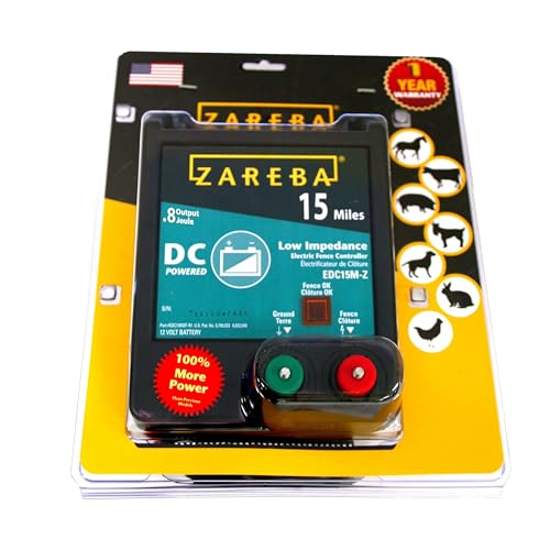 Zareba 15-Mile Battery Operated Low Impedance Electric Fence Charger | Livestock Containment for Horses, Cattle, Pigs, Heavy Weed Conditions, 0.8 Joule Output