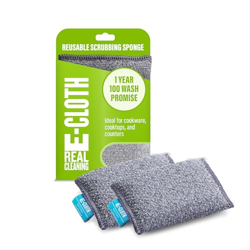 E-Cloth Non-Scratch Scrubbing Pads, Reusable Sink & Dish Sponges - 2 Pack | Reusable Kitchen Sponge for Cast Iron Dishes & Sink, Non Scratch, Multi Purpose Scrubber for Cleaning, Machine Washable - size: 2 Pack