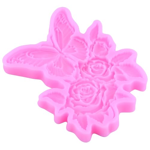 Mujiang Flower Silicone Molds Daisy Rose Butterfly Fondant Mold Set of 4 | Hibiscus Flower Butterfly Chocolate Mold Wedding Birthday Cake Decorating Cupcake Topper Candy Polymer Clay Gum Paste - color: Style J
