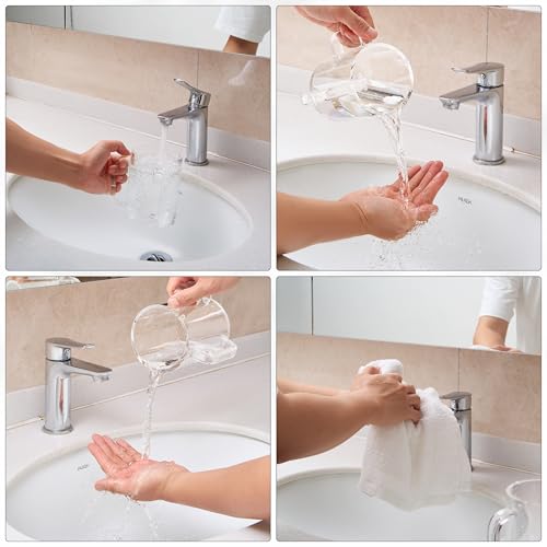 Judaica Acrylic Hand Washing Cup for Netilat Yadayim with Dual Handles - 5" Clear Unbreakable Plastic Negel Vasser Wash Cup Everyday & Passover Seder, Shabbat, Shul, Synagogue, Home (Clear & White) - color: White