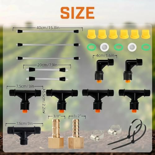 7.5‘’ ATV Sprayer Boom with 6 Nozzles, Stainless Steel Detachable Spray Boom, Compatible with ATV/UTV Tractor Spray System, Complete Fittings with Brass Barb Connectors & Stainless Steel Clamps