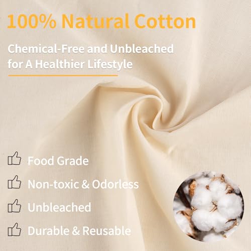 3 Pcs 14"x14" Nut Milk Bag, Cheesecloth Cheese Cloth Bag for Straining | Natural Unbleached Cotton Reusable Strainer Bag for Oat Almond Milk, Cheese Making, Yogurt, Juice, Cold Brew Coffee, Beer Tea - size: 14x14 Inch
