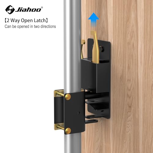 JIAHOO 2 Way Farm Gate Latch, Heavy Duty Gate Latches for Metal Tube Gates | Two-Way Lockable Livestock Gate Latch Hardware, For Cattle Gate Horse Corral, Ranches, Pastures, Pet Cage - style: Farm Gate Latch