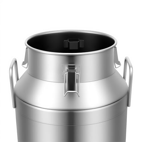 DYNAMI 10.6Gal Stainless Steel Milk Can with Sealed Lid and Handles,Anti-Leak Liquid Storage Barrel,Food Grade Container for Milk, Liquid,Solid Storage and Transport,Large Opening for Easy Cleaning - size: 10.6Gal