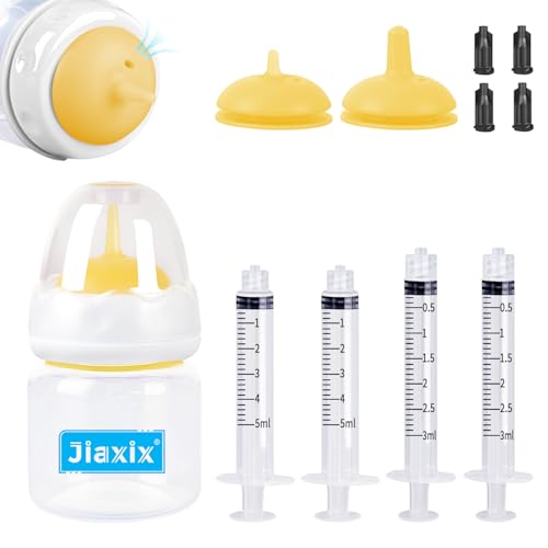 Pet Nursing Bottle Kit for Kitten Puppy,60mlCat Bottle Feeding Kit Nipple Kittens Syringe for Small Cat Dog Newborn Kitten Puppys Rabbits Squirrel Animals (Yellow) - color: Yellow