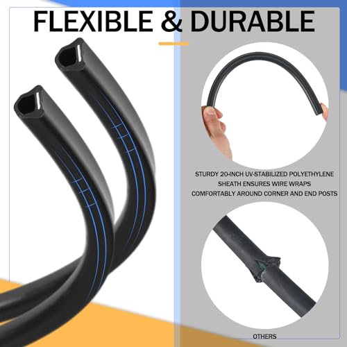 Pushglossy 50 Pcs 20" Electric Fence Underground Wire Insulator Tubing Wrap Insulator Tube for Corner Post and End of Fence, Accommodates Wire Diameters up to 12-1/2 Gauge, Black, Aluminum Insert