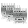 7FC Dog Grooming Ceramic Blades,Compatible with Andis,Oster A5,Wahl KM10 | Size 7FC Detachable Ceramic Blade 1/8-Inch 3.2MM Cut Length,3 Pack - size: 3pc 7FC:1/8''(3.2mm)