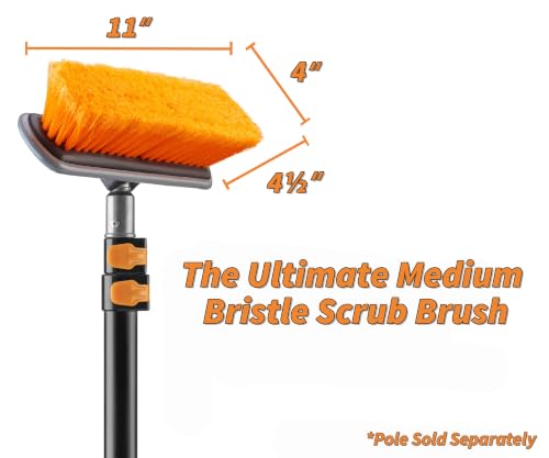 Medium Bristle Deck Scrub Brush - Composite Deck Brush Head & Vinyl Siding Brush // Boat Scrub Brush, Roof Brush for Extension Pole // Exterior, Patio & Deck Cleaning Brush (Pole Sold Separately) | Composite Deck Brush Head // Boat Scrub Brush, Roof Brush