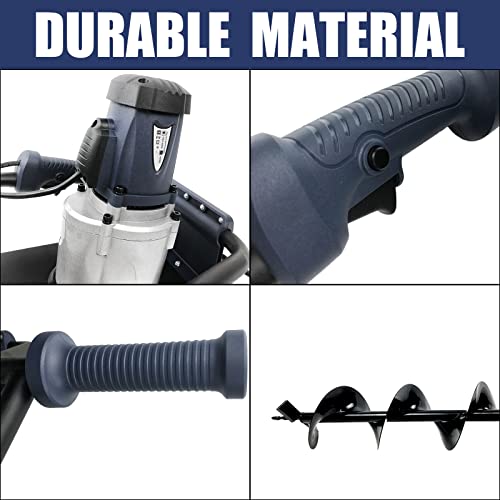 JACKCHEN 1500W Electric Post Hole Digger, Earth Auger with 6 inch Auger Drill Bit, Earth Auger Post Hole Digger Electric, Ideal for Post Hole Digging, Drilling, Tree Planting, Blue | 1500W Motor, 200RPM, 90ft-lb, 6" Bit, Blue, Anti-Vibration Handle, Safet