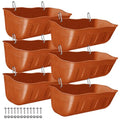 Chicken Feeder Waterer,Hanging Goat Feeders,Feed Trough 3.5 Quart 6 Pack,Hanging Fence Feed Trough for Poultry Livestock,Terracotta - color: Terracotta, size: 3.5 Quart (6 Pack)