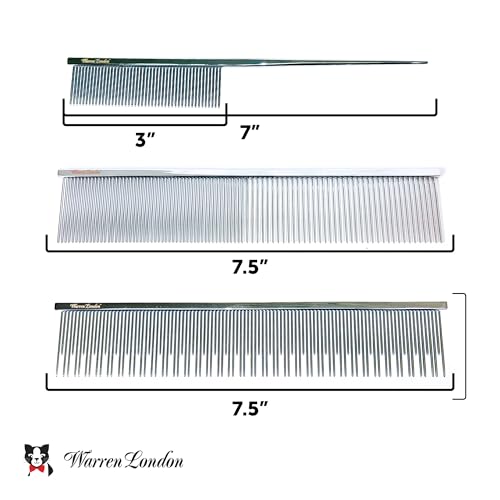 Warren London Carding Cat Comb | 7.5 inches made with Copper | Rounded Tips Prevent Irritation | Dual Tooth Design for Short & Long Hair removes Mats and Tangles - style: Carding Cat Comb