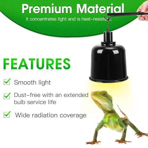 2 Pack Reptile Dome Lamp Cover Light Shade, 7.5 Inch Deep Reptile Dome Light Fixture, Aluminum for Reptile Terrarium with Ceramic Socket and Individual Switch (Bulbs Not Included)