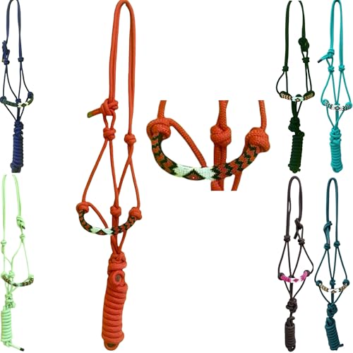 Majestic Ally Padded Beaded Nose Braided Rope Halter with 10' Matching Lead (Red) - color: Red