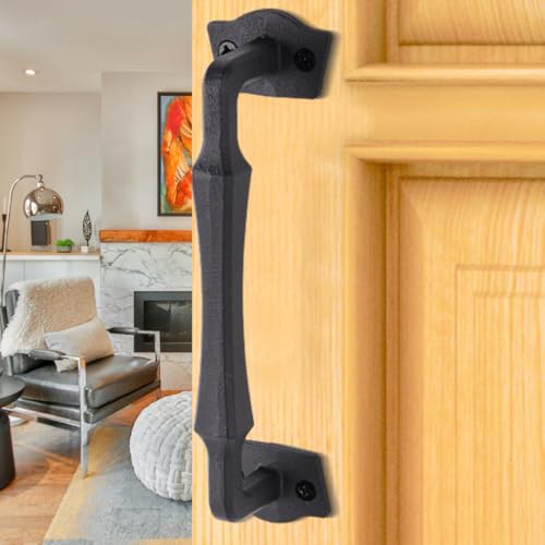 2-Pack 10 Inch Colonial Tapered Barn Door Handle - Black Cast Iron Pull for Sliding Doors, Gates, Sheds, Fences, Closets - Indoor Outdoor Farmhouse Hardware - size: 10" - 2 Pack, style: Colonial Tapered