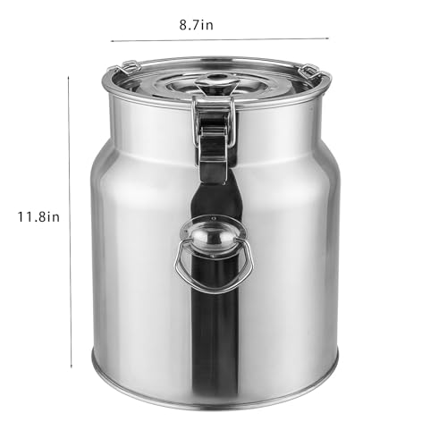 Stainless Steel Jug with Lid, 2.64 Gallon Metal Container, Large Capacity Food-Grade Milking Pail for Goats, Cows or Home Use - size: 2.64Gallon