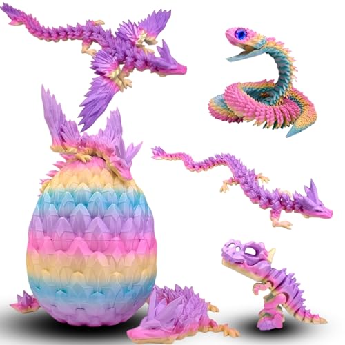 5 Pcs，12" 3D Printed Rainbow Dragon Eggs,Dinosaur Egg,Crystal Dragon Toys,Snake Eggs, Animals,Fidget Toy,Desk Executive Toy，Easter Eggs Basket Stuffers,Toys for Boys Kids Teen 5-7 4-6 8-12 - color: Tt-02