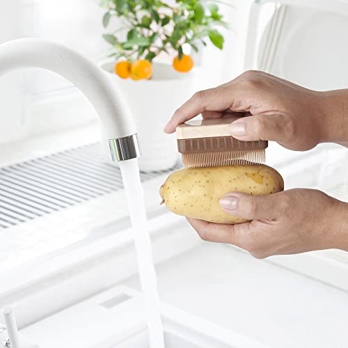 HIC Kitchen Potato Brush and Vegetable Scrubber, Dual-Textured Bristles - size: 3 x 1.625 x 1.5-inches, style: Potato Brush