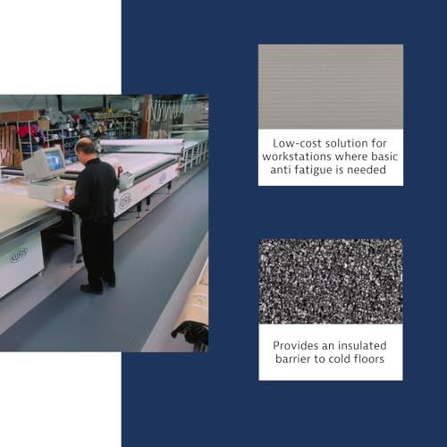 NoTrax 410 Airug® 2' x 60' x 3/8" Anti Fatigue Mat | Enhanced Slip Resistance with Beveled Edges and Ribbed Surface, Ideal for Industrial and Commercial Workplaces, Gray, - color: Grey, size: 720"L x 24"W x 0.4"Th, style: Ribbed Surface