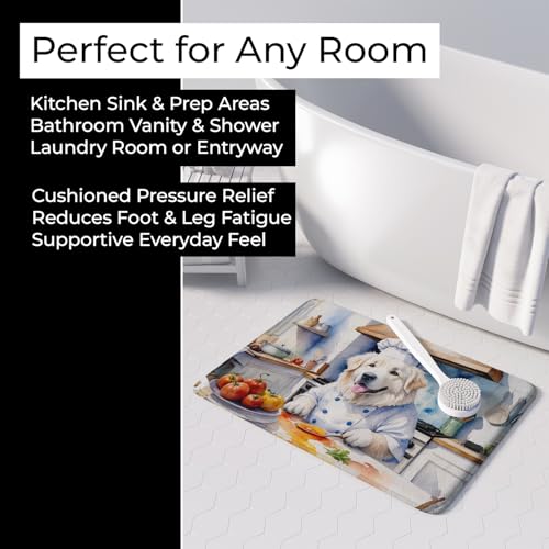 Caroline's Treasures Great Pyrenees The Chef Memory Foam Kitchen Mat Machine Washable Anti-Fatigue Mat Cushion Comfort Bath Mat or Kitchen Rug - color: Great Pyrenees 6261