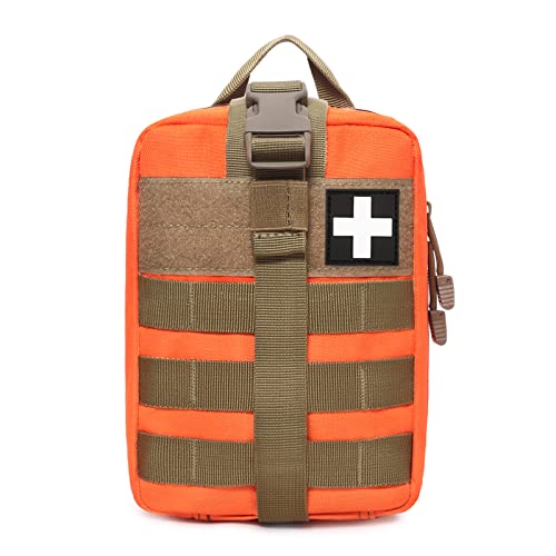 Molle Tactical Medical Pouch - Sturdy 600D Nylon Rip-Away EMT First Aid Bag (Bag Only) - color: oranged