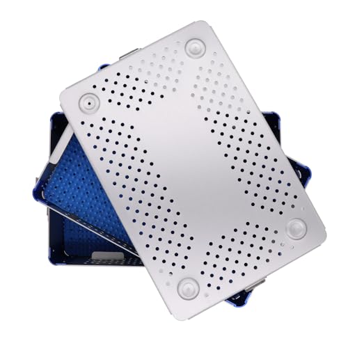Autoclavable Aluminum Sterilization Tray, Silicone Mat for Ultrasonic Cleaning & Dental Tools 11.8"×7.9"×3.5"