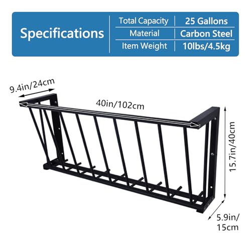 Wall Mount Hay Rack 25 Gallon | 40'' Long Livestock Hay Feeder Carbon Steel Hay Feeder for Sheep, Goats, Horses, Indoor Outdoor Uses - size: 25INCH