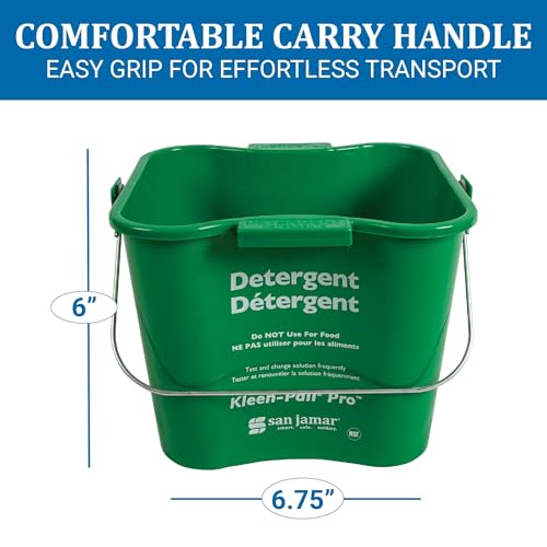 San Jamar Kleen-Pail Pro, Bucket with Handle for Cleaning Products in Commercial and Home Setting, 3 Qts, 1 Count, Green - size: 3 Quarts