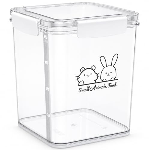 Small Animal Food Storage Box,Airtight Pet Food Storage Containers with Scoop,4.23 Qt Guinea Pig Food Container Storage Keep Fresh,Animal Food Containers for Hamster/Rabbit Dry Food Containers(Clear)