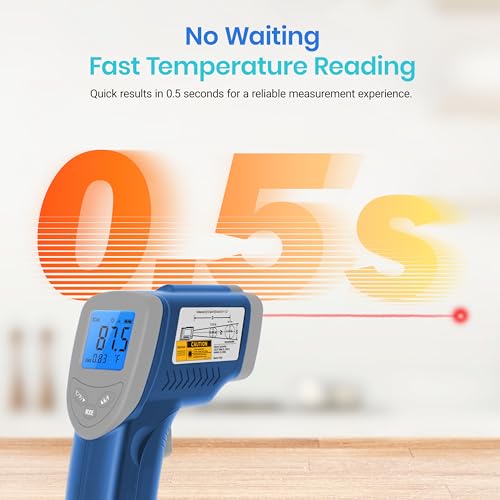 Etekcity Infrared Thermometer Laser Temperature Gun 774, Blue | Cooking, Pizza Oven, Griddle, BBQ, Meat, HVAC, Engine, Adjustable Emissivity, MAX Display, Surface Measurement - color: Blue, style: Classic