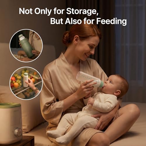 Momcozy Natural Baby Bottle, 12oz Narrow-Neck Breast Milk Container, Breastmilk Storage Bottle for Fridge & Momcozy Breast Milk Cooler, BPA Free Milk Collection Bottles, Breastfeeding Essential, 2PCS