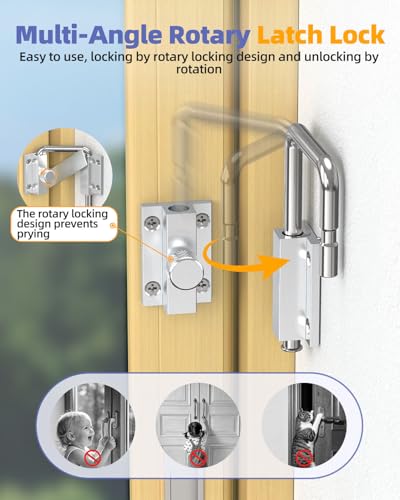 Sliding Door Loop Lock, Patio Door Latch, Silver-2PCS | Multi-Angle Mounting Security U-Bolt Locks with Locking Design for Barn Door, Closet, Window, Balcony, Aluminum Alloy - color: Silver-2PCS