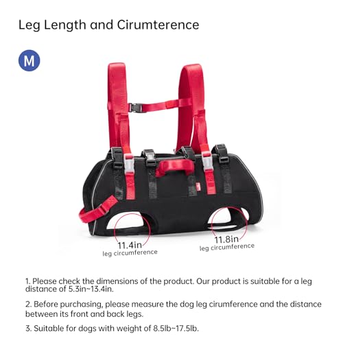 Wakytu Dog Emergency Rescue Sling - Lightweight Packable Lift Harness | with Handle - Safe Transport for Small Medium Dogs - Ideal for Hiking Skiing（8.5-17.5lbs） - size: M（8.5-17.5lbs）