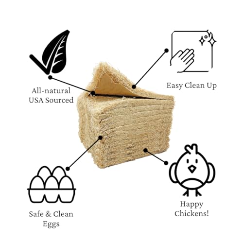 Chicken Nesting Pads for Chicken Coop Accessories - 12 Pack - USA Aspen - Professional Grade Excelsior Bedding - Easy Clean Up - Absorbs Moisture 100% Natural, Liners for Laying Hens - Fits 12x12 Box