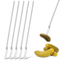 Yexiya 5 Pcs Pickle Fork, 8.66 Inches Long Handle Olive Fork 304 Stainless Steel Pickle Picker Grabber Tool for Jar Cocktail Dessert Fruit, 2 Prong(Silver) - color: Silver