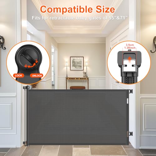 EZIGO Retractable Baby Gates Replacement Parts for 55/71 inch Dog Gate | Full Set Wall Mounting Accessories Including Brackets, Latches, Screws for Extra Wide Baby Gate Retractable Dog Gate, Black - color: Black, size: Small