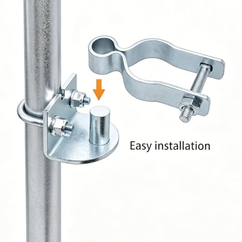 2 Pack T-Post Gate Hinge Kit, Fits T-Post & 1-3/8" Pipe, Heavy-Duty Steel | Dual mount: T-Post + Pipe or Pipe + Pipe. 5/8" pin, 200° swing, powder-coated steel. For farm, chain link, wood fences.