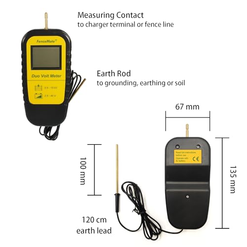 FenceMate Digital Duo Volt Meter to Check Voltage of Fence Charger&Battery | Electric Fence Tester to Check Electric Fence Charger Energizer Voltage up to 15 kV & Battery Voltage up to 40 V