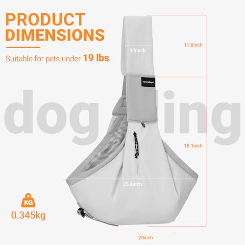 Dog Carrier Sling for Small Dogs,Adjustable Pet Pouch Carrier | Escape-Proof Safety Durable & Easy-Care Construction Smart Storage & Lightweight Portability Versatile for Active Lifestyles - color: Grey