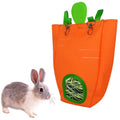 Carrot Shaped Rabbit Hay Feeder Bag, 1680D Oxford Cloth Hanging Timothy Hay Dispenser for Wire Cage, Less Waste Foldable Hay Storage Manger for Bunny Guinea Pig Chinchilla Hamster