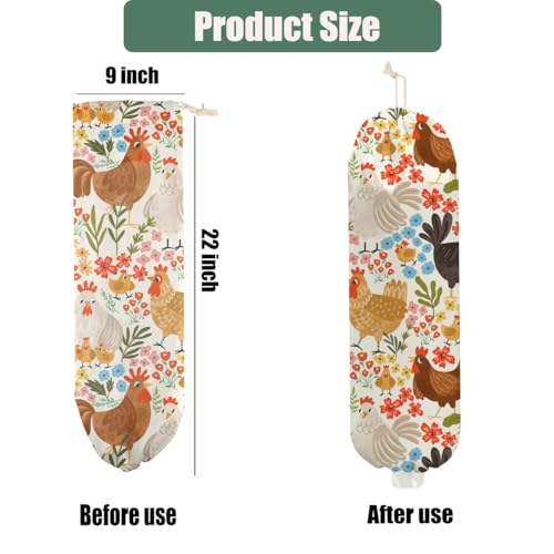 Chicken Plastic Bag Holder, Flower Wall Mount Grocery Bag Holder | Plastic Storage bag, Pull Rope Free Adjustment, Plastic Bag Holders for Grocery Bags, Plastic Bag Dispenser for Home Kitchen - color: multicolour 0485