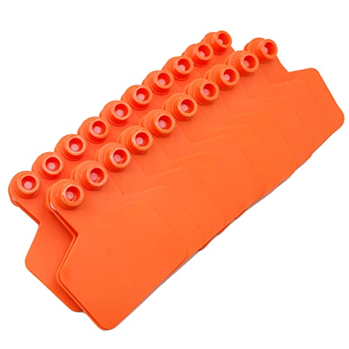 100 Pieces Blank Cattle Ear Tag with Applicator for Pig Cattle Cow Dog | TPU Livestock Ear Tag Kits Animal Identification with Ear Tag Applicator (Orange) - color: Orange