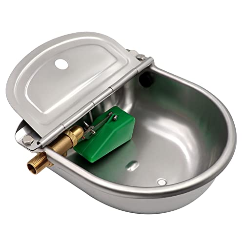 Automatic Dog Water Bowl Dispenser with Brass Float Valve and Drain Hole | Heavy‑Duty 304 Stainless Steel, Wall‑Mounted, Auto‑Refill Waterer, for Dogs, Cats, Chickens, Cattle, Pigs, Goats and Sheep