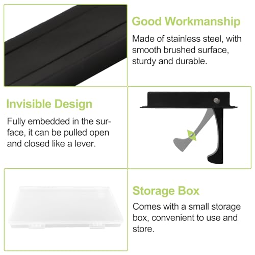 2PCS 304 Stainless Steel Recessed Pocket Door Handle Hardware Brushed Flush Mount Pocket Door Edge Pull for Closet Pocket (Black) - color: Black-2pcs-A