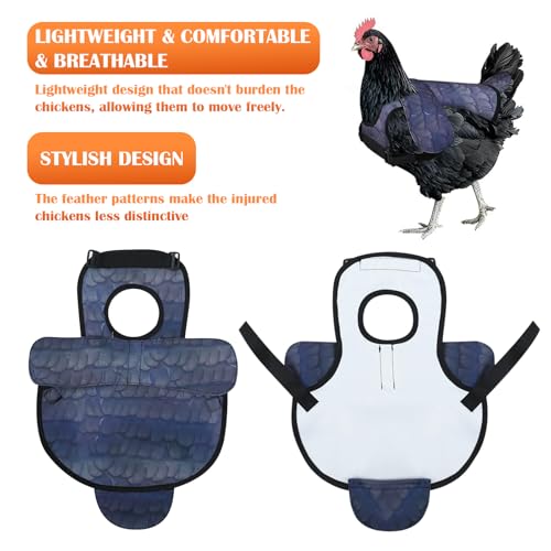 Chicken Saddles for Hens, Chicken Apron Back Protector for Hens with Adjustable Strap, Chickens Hen Mating Saddle with Wing Cover-Black - color: Black