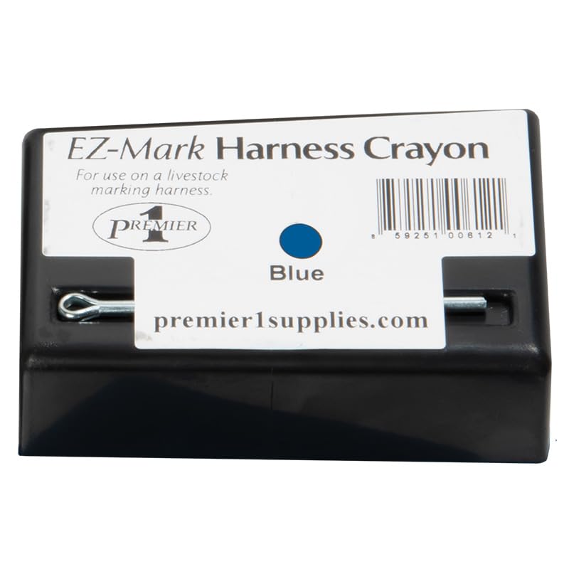 Premier 1 EZ-Mark Harness Crayon for Sheep & Goat Marking – Blue | Blue crayon. Identifies if ewe or doe has been bred. Use at 40–80°F. Compatible with Premier marking harnesses. - style: Blue Crayon